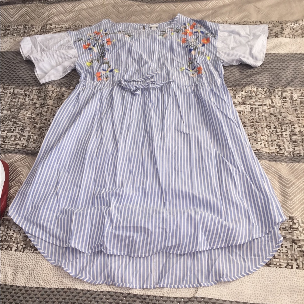 Ava & Viv Blue Striped Floral Dress